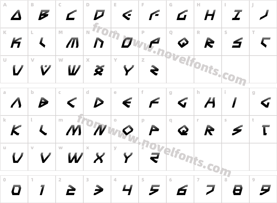 Terra Firma Halftone ItalicCharacter Map