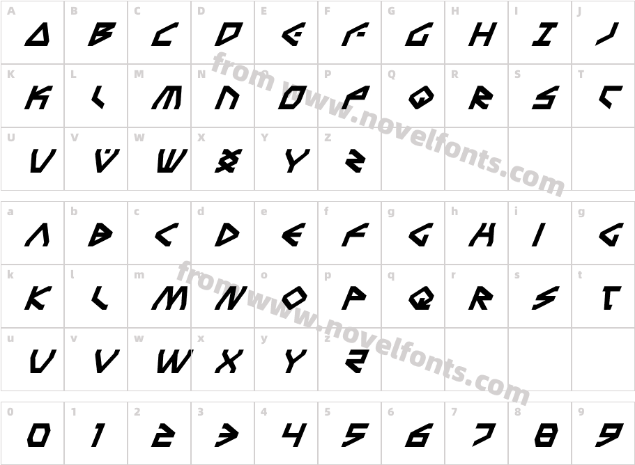 Terra Firma Super-ItalicCharacter Map