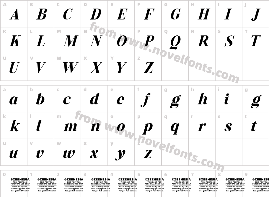 The Billion Butterfly Personal ItalicCharacter Map