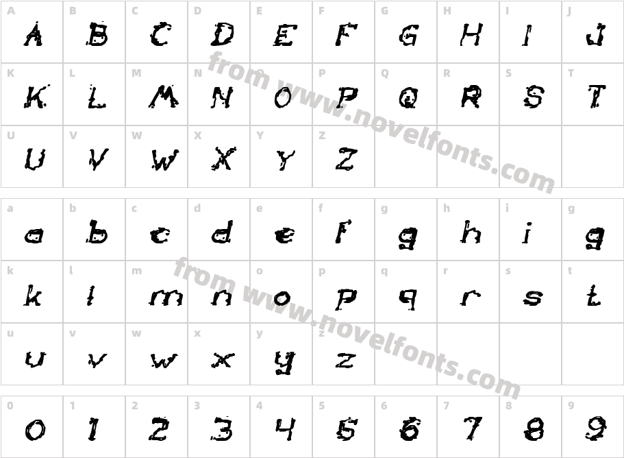 TheLazyDog-BoldItalicCharacter Map