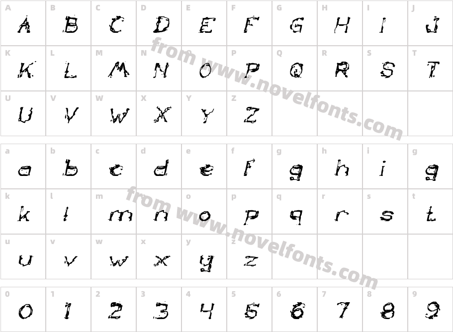 TheLazyDog-ItalicCharacter Map