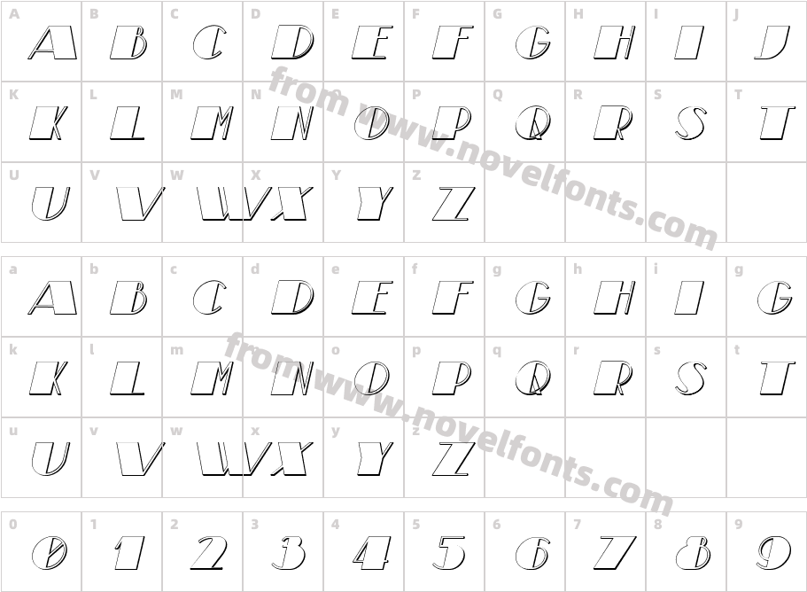 TheatricalShadow-ItalicCharacter Map