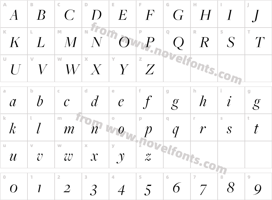 FreightBigBookItalicCharacter Map