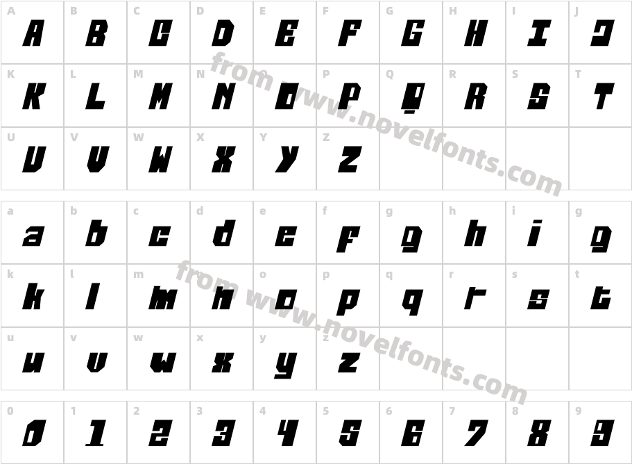 Thifloss ItalicCharacter Map