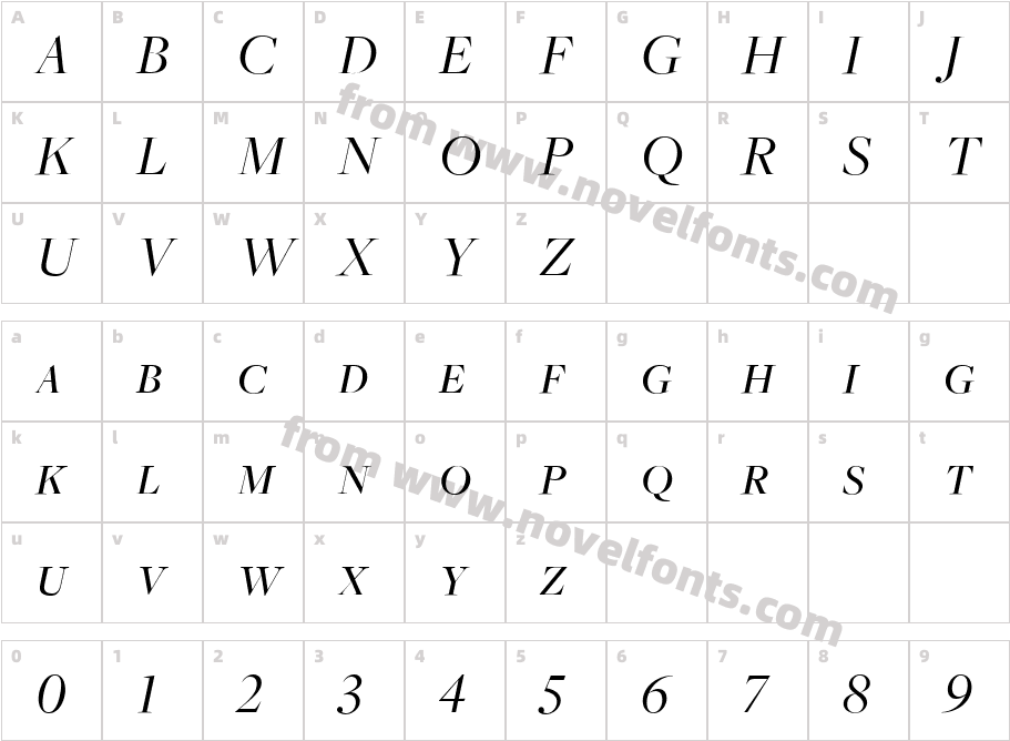 FreightBigBookItalicSCCharacter Map