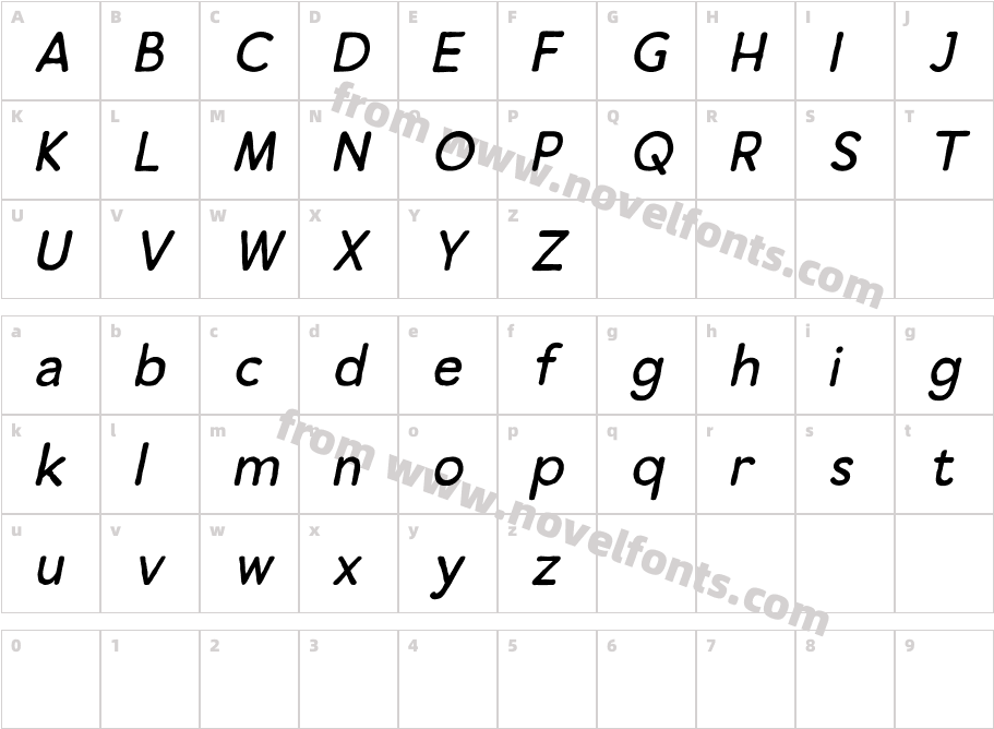 Thirty Sans ItalicCharacter Map