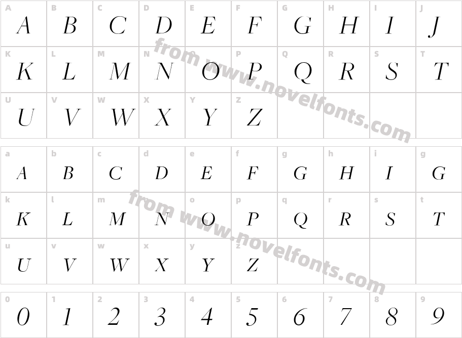 FreightBigLightItalicSCCharacter Map