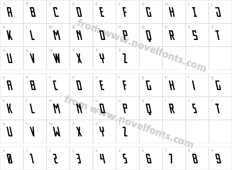 Thunder Nova Semi-LeftalicCharacter Map