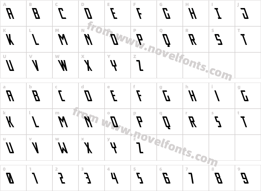 Thunder Nova Super-LeftalicCharacter Map