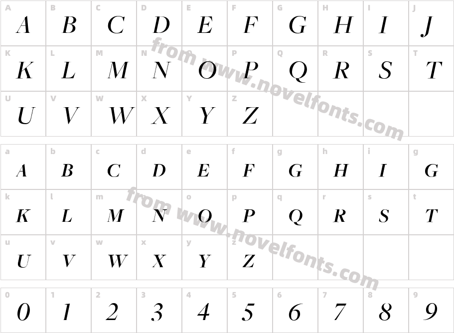 FreightBigMediumItalicSCCharacter Map