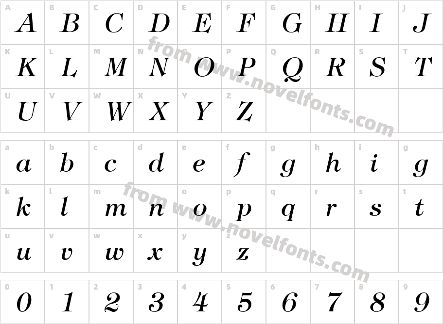 TiffanyLT-ItalicCharacter Map