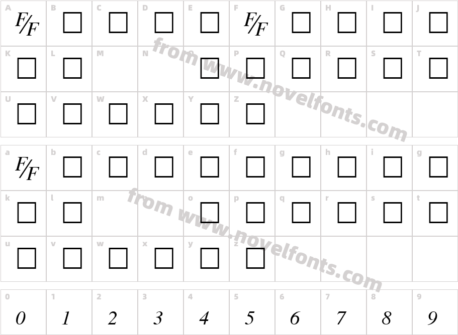 TmsFE-ItalicCharacter Map