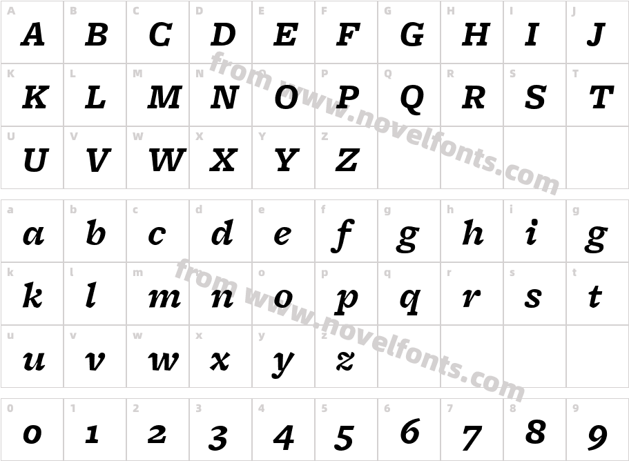 FreightMicro BoldItalicCharacter Map