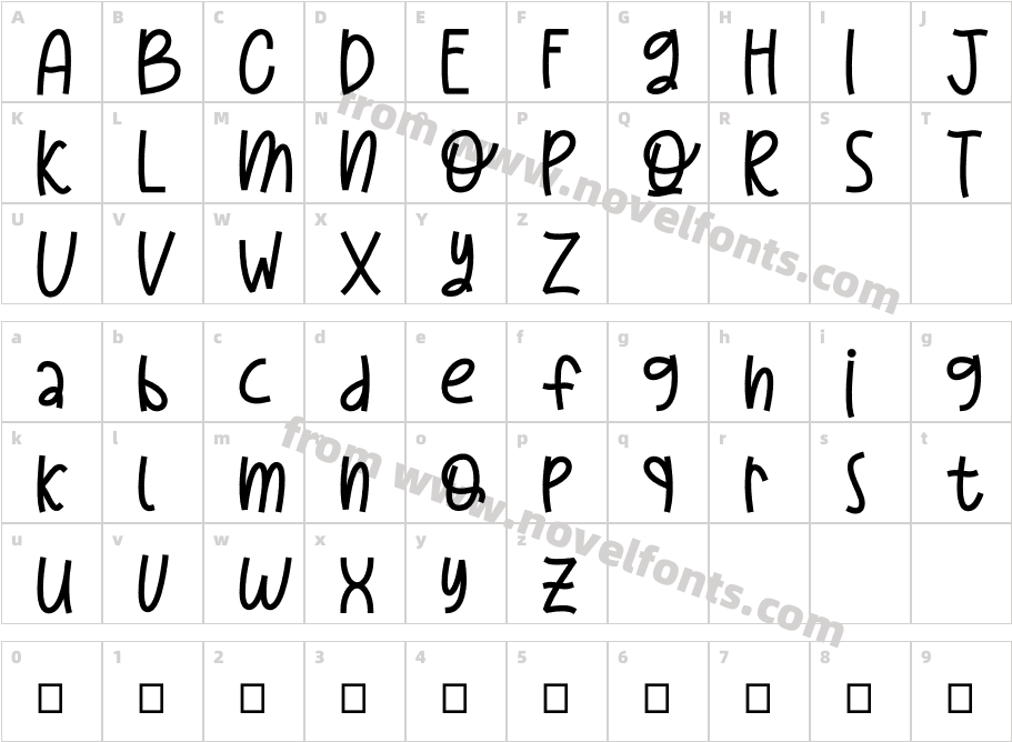 Toucan Quarter Regular Personal Use OnlyCharacter Map