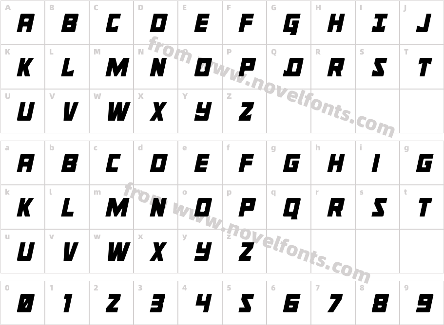 Tower of Silence Spaced ItalicCharacter Map