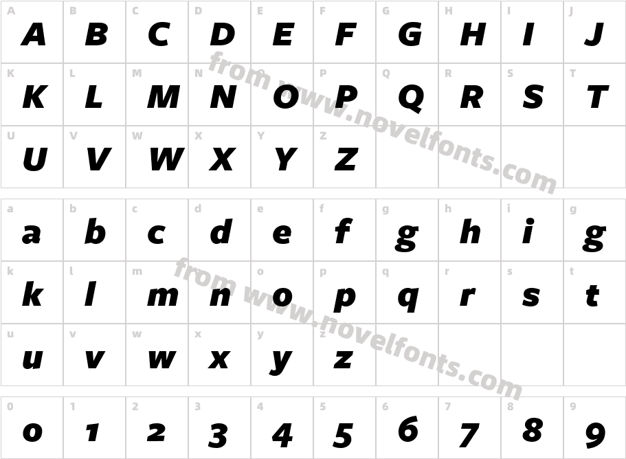 FreightSans BlackItalicCharacter Map