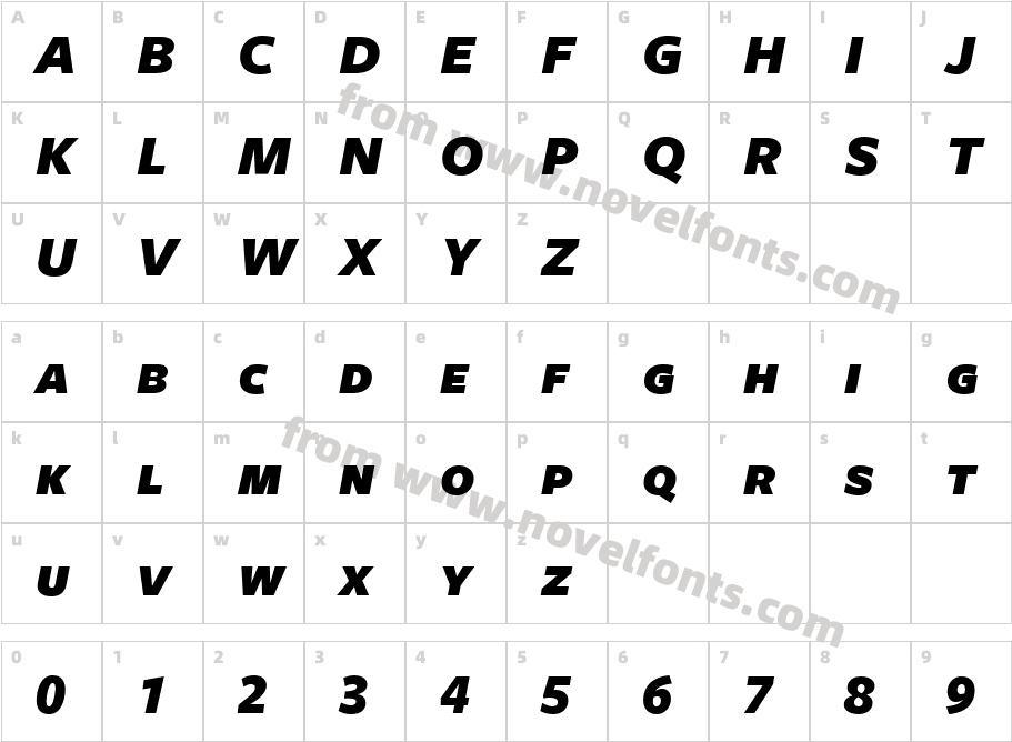 FreightSans BlackItalicSCCharacter Map