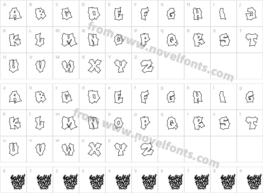 Trash Parcel DEMO OutlineCharacter Map