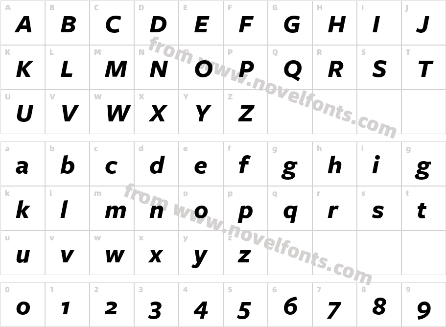 FreightSans BoldItalicCharacter Map