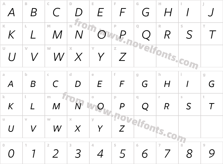 FreightSans BookItalicSCCharacter Map