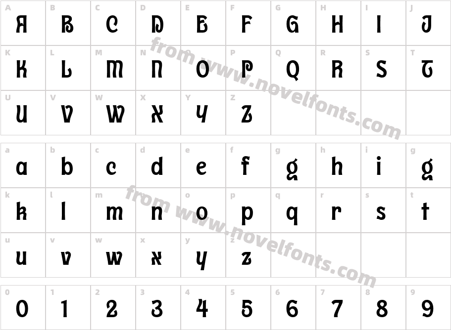 Trivenia RegularCharacter Map