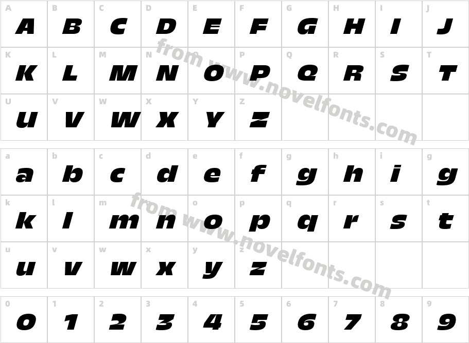 TroisMilleBlackItalic-20Character Map