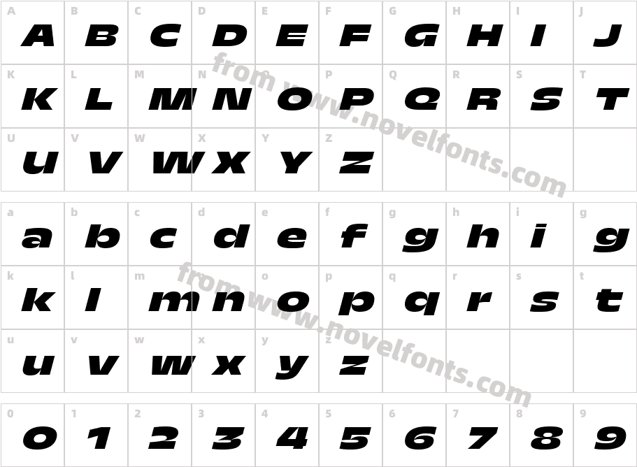 TroisMilleBlackItalic-25Character Map