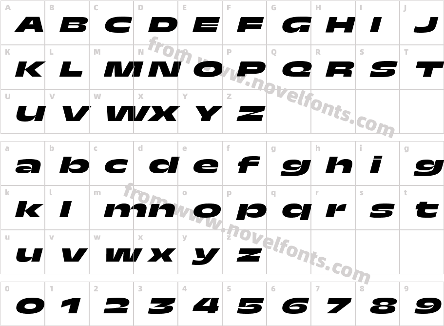 TroisMilleBlackItalic-30Character Map