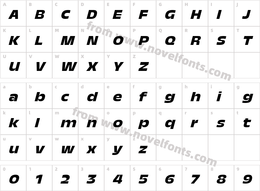 TroisMilleBoldItalic-20Character Map