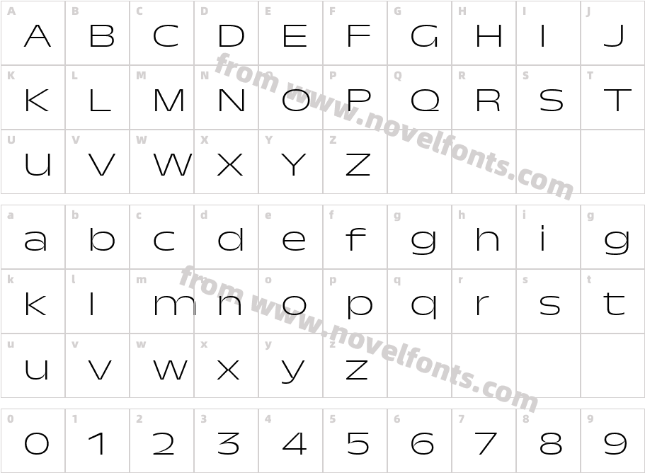 TroisMilleExtralight-25Character Map