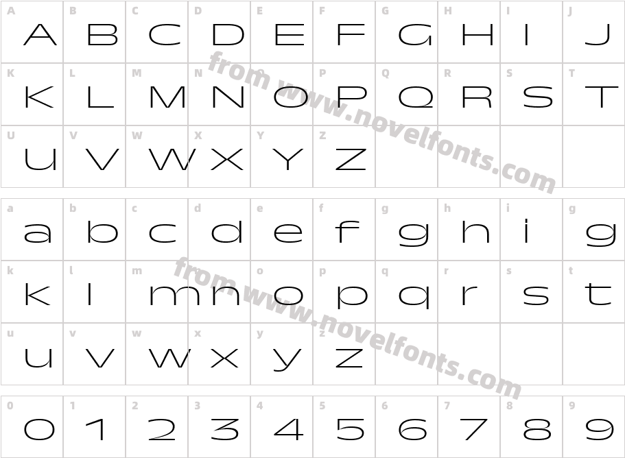 TroisMilleExtralight-30Character Map