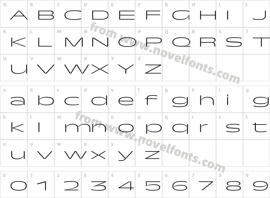 TroisMilleExtralight-35Character Map