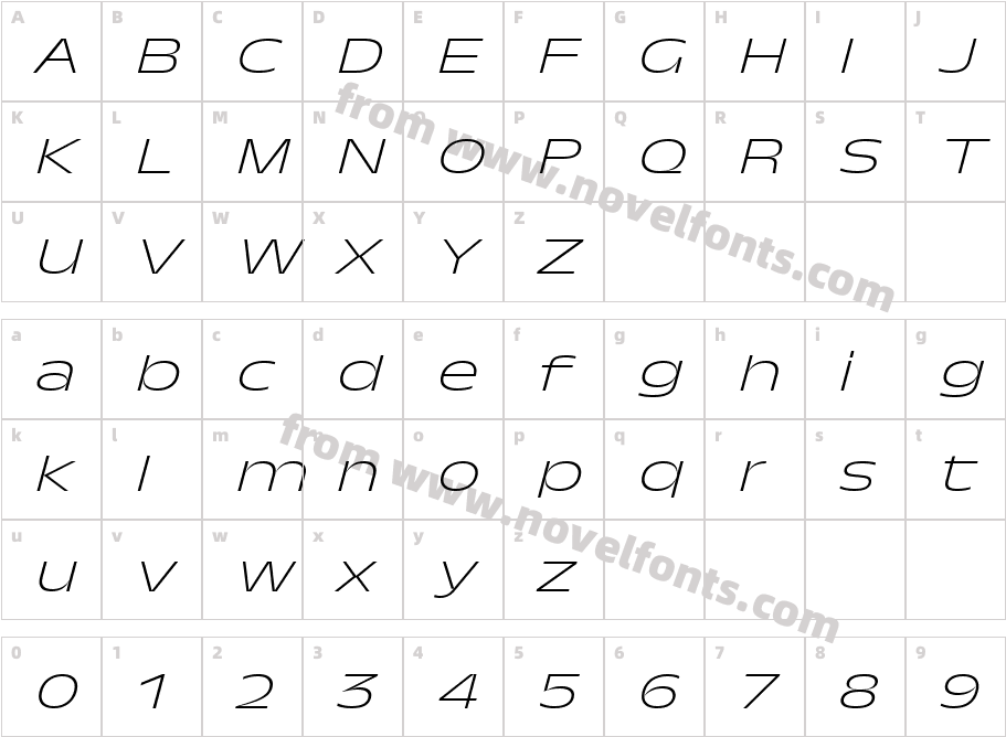 TroisMilleExtralightItalic-25Character Map