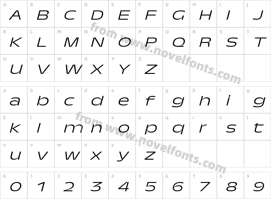 TroisMilleLightItalic-25Character Map