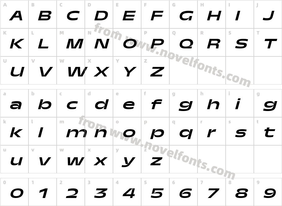 TroisMilleMediumItalic-25Character Map