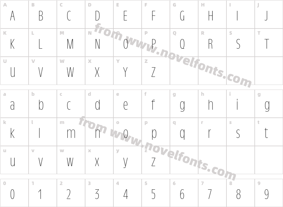 TroisMilleThin-15Character Map