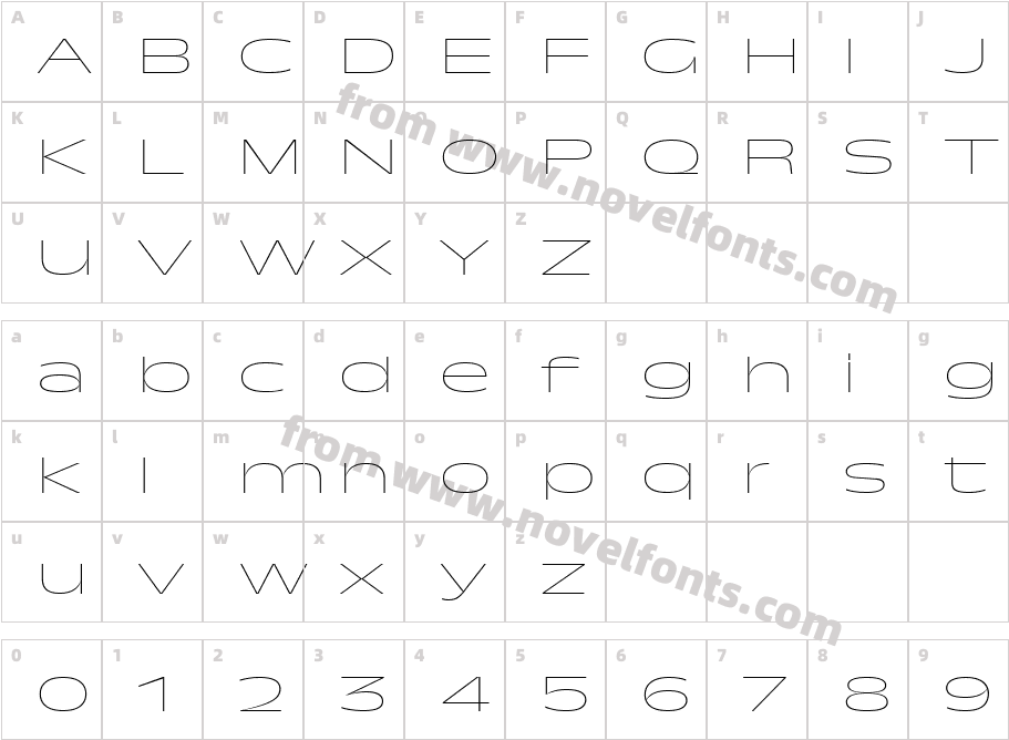 TroisMilleThin-30Character Map