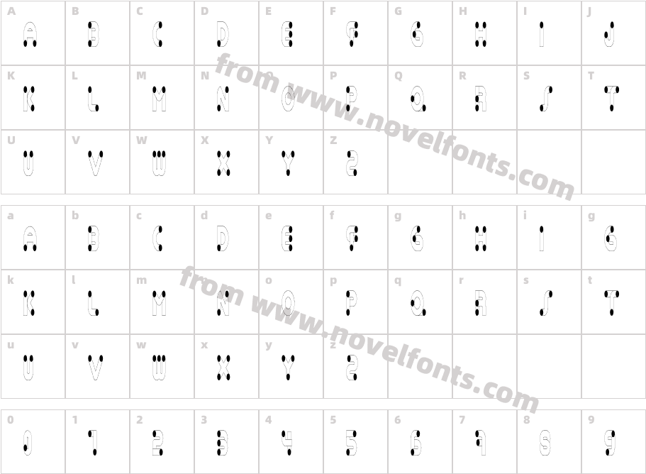 Tubeface Condensed InCharacter Map