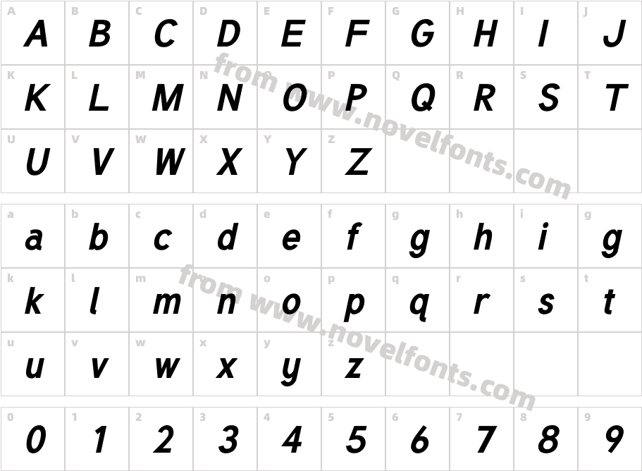 Tuffy-Bold-ItalicCharacter Map