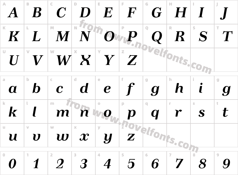 TusarDecoText-BoldItalicCharacter Map