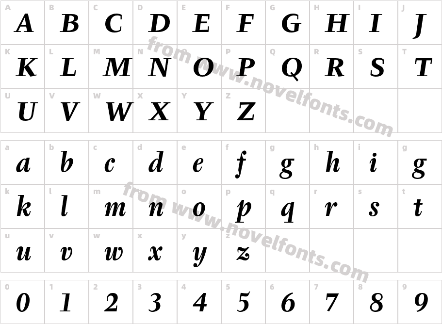 TyfaITCOT-BoldItalicCharacter Map