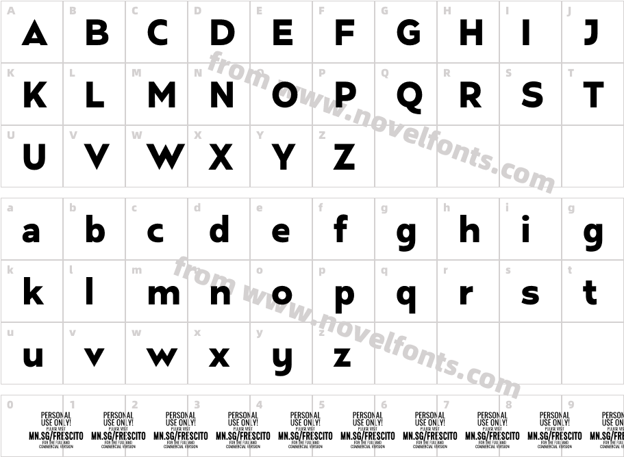 Frescito Bold PERSONAL USE RegularCharacter Map