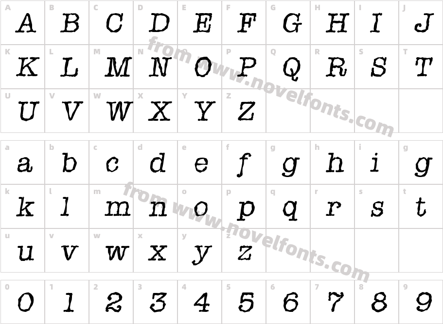 TypewriterRandomItalicCharacter Map