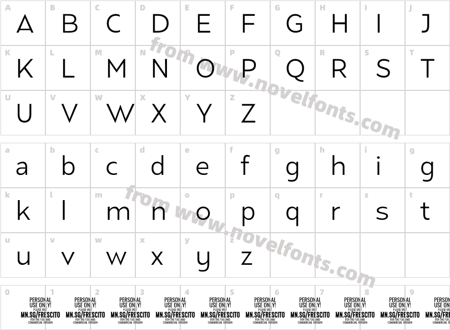 Frescito Light PERSONAL USE RegularCharacter Map