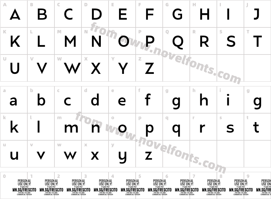 Frescito Regular PERSONAL USE RegularCharacter Map