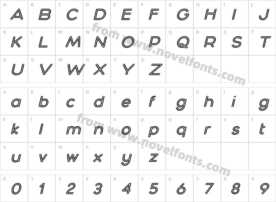 Typo Mono Inline Demo ItalicCharacter Map