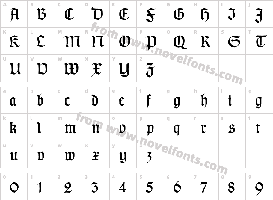 TypographerGotischCCharacter Map