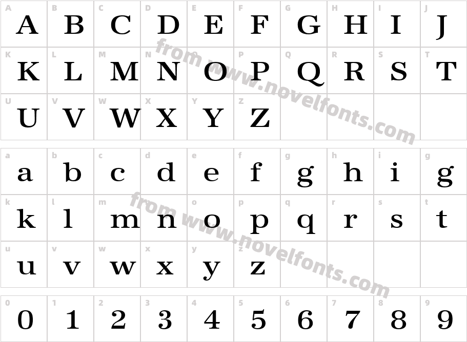 URWAntiquaT-MediExtrWideCharacter Map