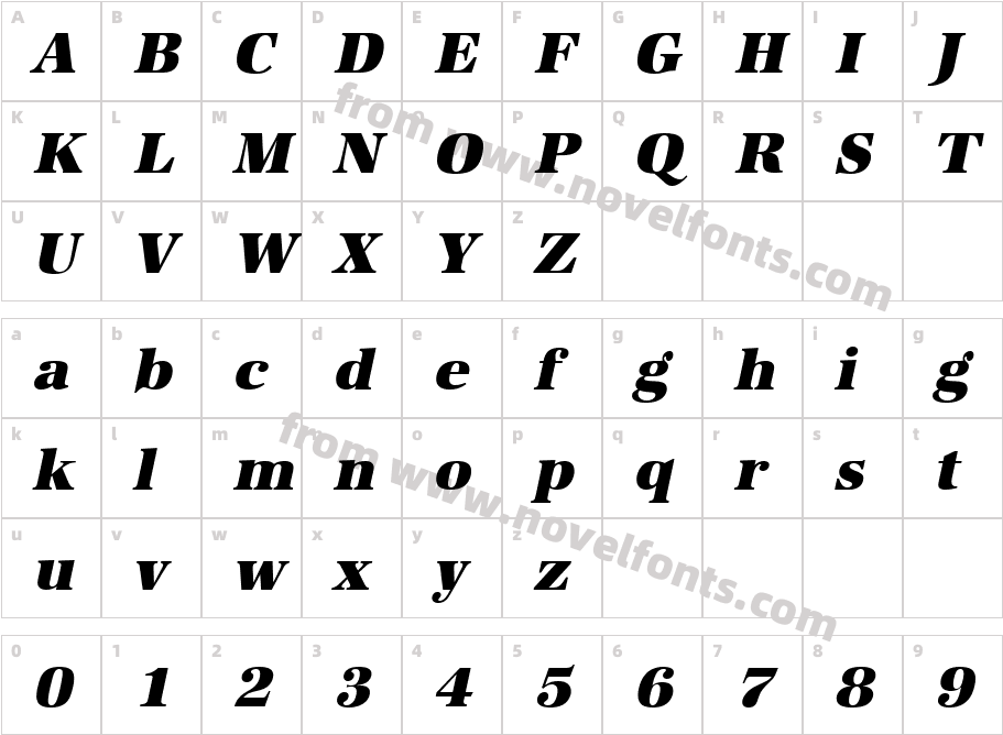 URWAntiquaTUltBol ObliqueCharacter Map