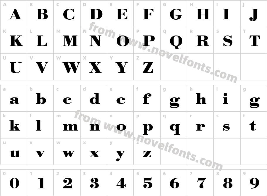 URWBodoniT-BoldExtrWideCharacter Map